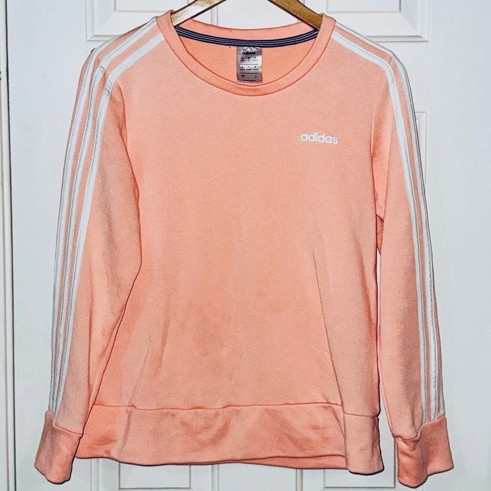 Adidas Like New 3 Stripes Sweatshirt in Peach Size Small